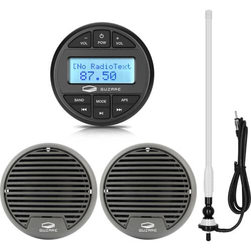 Waterproof Marine Stereo Bluetooth Radio Audio Receiver MP3 Player+3inch Marine Speakers For ATV RV Boat Golf Cart+FM AM Antenna