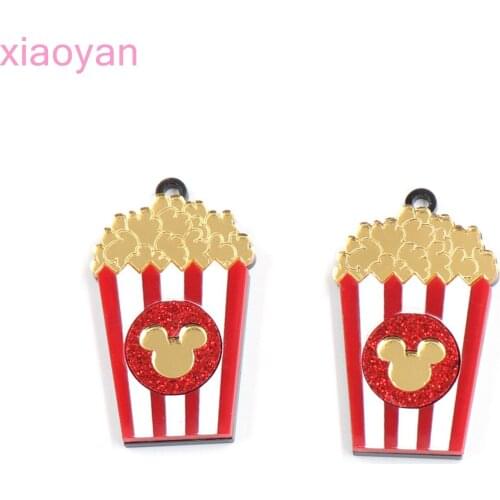 1pair) CH1146-41mm Popcorn For Earrings Laser Cutout Gitter Acrylic Jewelry Accessories