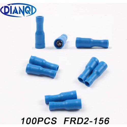 100PCS/Pack Free Shipping FRD2-156 Bullet Shaped Female Insulating Joint Cold pressed terminals/Cable Connector/Wire Connector