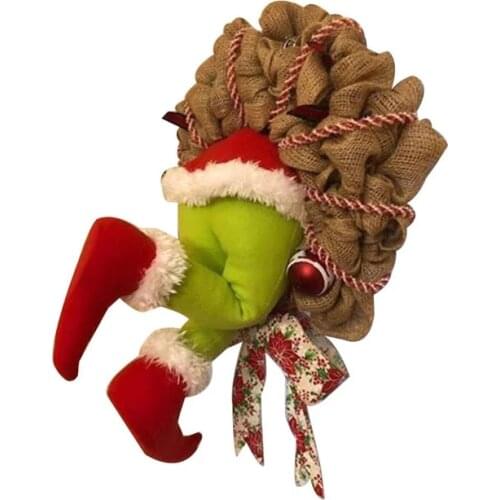 2021 Christmas Thief Burlap Stealer Design Home Front Door Wreath Hoop Xmas Decor Santa Claus Christmas Tree Ornaments
