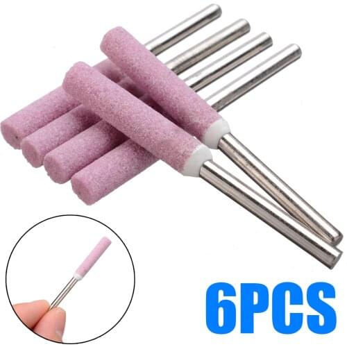 6pcs 4.8mm Diameter Diamond Chainsaw Sharpener Burr Stone File Chain Saw Sharpening