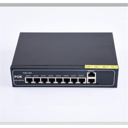 ANDDEAR-BK7 48v 8 port gigabit unmanaged poe switch 8*100 mbps POE poort; 2*100 mbps UP Link poort; 1*100 mbps SFP poort