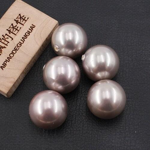 APDGG 20MM 5 Pcs Natural Purple Lavender Sea Shell Pearl Half Hole Round Beads For Pendant Earrings DIY Jewelry Findings