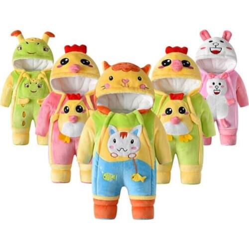 Unisex Baby Hooded Romper Winter Warm Hooded Jumpsuit Girls Cute Rabbit Romper
