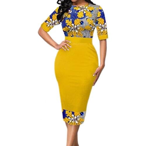 Elegant Office Ladies Midi Dress Sets Slim Leaf Printing High Waist 2021 Outfits Wavy Stripes Split Skinny Bodycon Dress Party