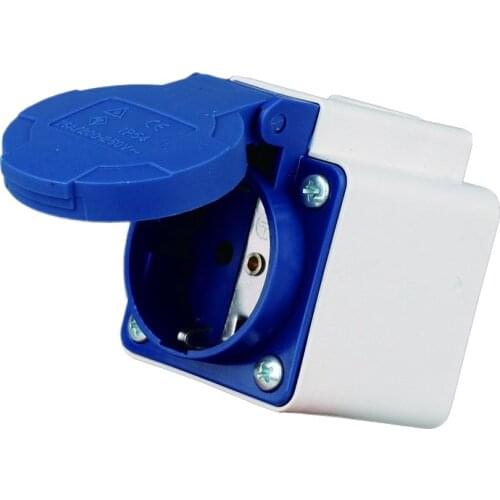 European waterproof socket 220V 16A single-phase two-hole power socket Adaptation to EU Plug IP44 Waterproof cover power Socket