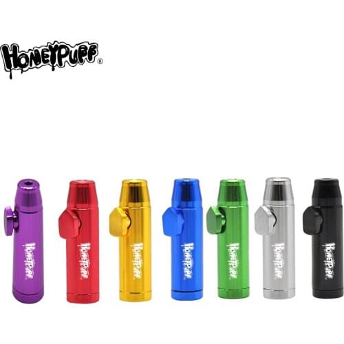 HONEYPUFF 4PCS Portable Aluminum Bullet Rocket Sniffer 2 Design Snuff Snorter Dispenser Powder Snuffer With XXX LOGO
