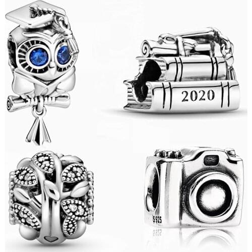2020 Silver 925 Graduation Book, Hollow Genealogy, Smart Owl Pendant Diy, Simple Original Jewelry Suitable As Gifts For Friends