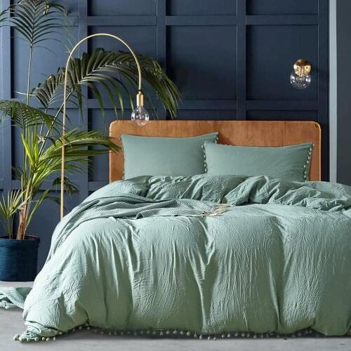 OFFWORLD Bedding Set Bed Nordic Cover Solid Color Duvet Covers Bedroom Comforter Sets Three-Piece Set Quilt Cover Sheet