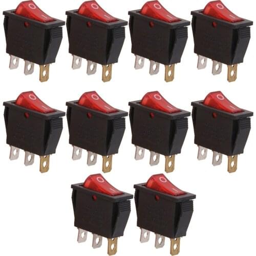 Red LED Light Car Auto Boat ON/OFF Toggle Switch SPST Pack of 10