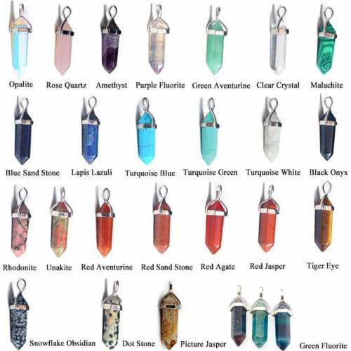 Chakra Healing Crystal Stone Pendant Hexagonal Prism Point Charms Pendentif for Women Necklace Jewelry Making