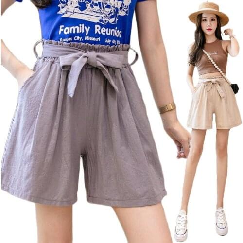 Summer Casual Loose Shorts With Bowknot High Waist Womens Girls Sport Shorts Thin Cool Grey Hot Pants Black