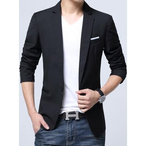Mens One Button Casual Blazer Korean Slim Fit Mens Suit Jacket Casual Business Suit Plus Size 5XL Men Outerwear Male FS-163