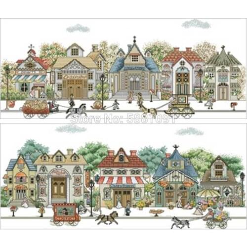 Beautiful street patterns Counted Cross Stitch 11CT 14CT 18CT DIY Chinese Cross Stitch Kit Embroidery Needlework Sets home decor