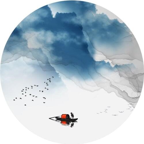 Wall Art Chinese Mountain Water Landscape Painting Bird Abstract Poster Canvas Painting Wall Pictures for Living Room Decor