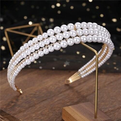 CC Pearl Hairbands Headband Tiaras and Crowns Fairy Engagement Wedding Hair Accessories for Women Bridal Jewellry Headwear M142