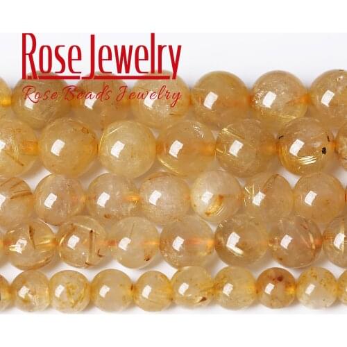 Wholesale Natural Gold Rutile Actinolite Quartz Round Loose Beads 4/6/8/10/12 MM Pick Size For Jewelry Making Necklace Bracelet