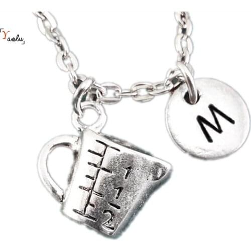 Measuring Cup Necklace Personalized Necklace Measuring Cup Pendant Baker Gift Chef Necklace Monogram Charm Necklace Cook