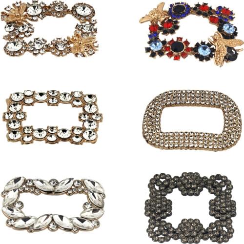 A pair of Metal Square Rhinestone Clasp Buckle Fashion Buckles Shoes Bag Purse Hat Decor Hardware DIY Leather Craft Accessory