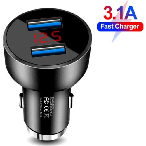 3.1A LED Display USB Phone Charger Car-Charger For Xiaomi Samsung For iPhone 11 Pro 7 8 Plus Mobile Phone Adapter Car Charger