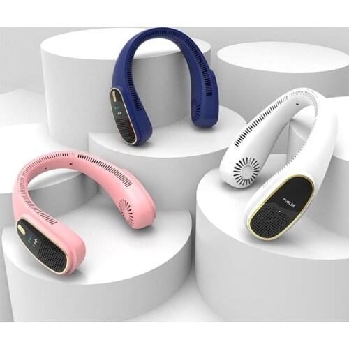 Portable Neck Fan Negative ion Air Cooler Fan USB Bladeless Fans Wearable Neckband Fan Cooling Conditioner with Air Purification