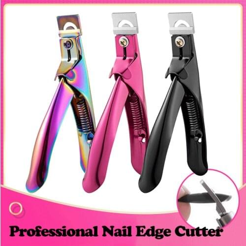Professional UV Gel False Nail Tips Edge Cutters Nail Art Clipper Cutter Stainless Steel U One Word Clippers Manicure Tool