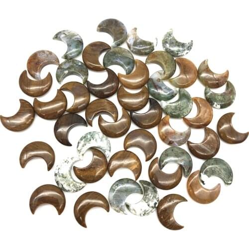 Drop Shipping 1pc Natural India Agate Moon Shaped Gemstone Healing Crystal Specimen Polished Stones Natural Stones and Crystals