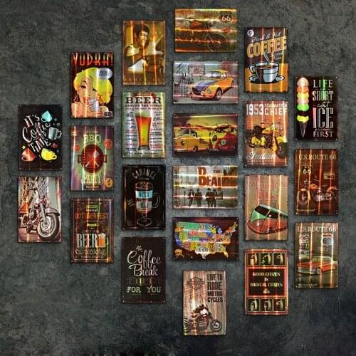 Retro Laser Metal Tin Sign Home Decoration Vintage License Plaques Bar Garage Cafe Kitchen Wall Poster Iron Plate Decals Sticker