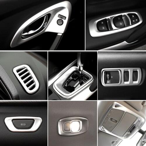 Silver items for Renault KADJAR 2017-2019 Interior Kit Air outlet handle Gear panel Decorative cover
