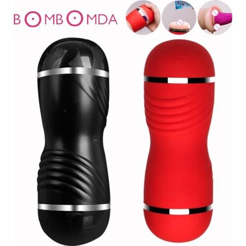 Silicone Soft Dual Channel Masturbation Cup Artificial Vagina Pussy Oral Throat Sucking Blowjob Men Masturbator Sex Toys For Man