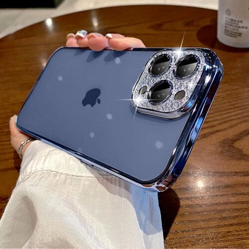 Plating Transparent Silicone Case For iPhone 12 11 Pro MAX Coque SE 2020 XS XR 7 8 Plus Luxury Case Diamond Dandelion Soft Cover