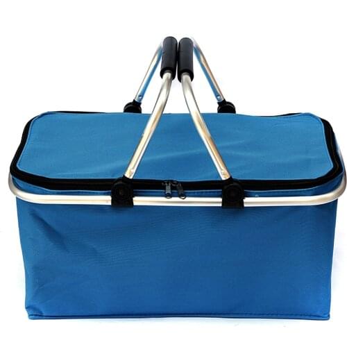 30L Folding Picnic Insulated Colder Cool Camping Basket Insulated Shopping Cooler Home Hamper Storage Basket Bag Box