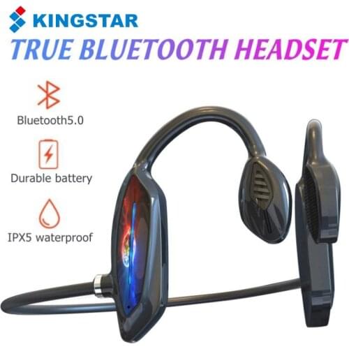 KINGSTAR E8 Bone Conduction Earphones Sports Wireless Headphones Waterproof Over Ear Running Bluetooth Headsets with Microphone