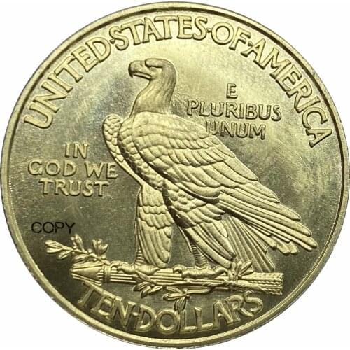 United States Of America 10 Dollars 1909 D S Liberty Indian Head Eagle with motto IN GOD WE TRUST Gold Brass Metal Copy Coins