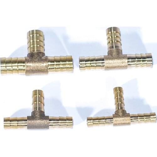 6mm 8mm 10mm 12mm Solid Brass T Piece 3 Way Fuel Hose Joiner Connector For Air Oil Gas Fuel Fuids