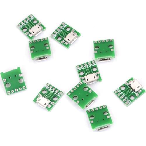 10pcs MICRO USB to DIP Adapter 5pin Female Connector B Type PCB Converter