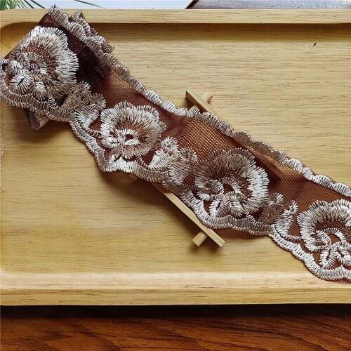 2 Yard Flower Mesh Embroidery Lace Ribbon DIY Handmade Crafts Wedding Bridal Dress Applique Sewing Accessories