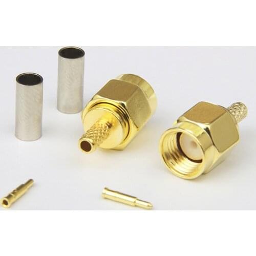 20 Pcs/Bag RF Coaxial Cable Connector SMA Male Plugs Crimp Connectors RG316 LMR170 Cable Straight Adapter Accessories