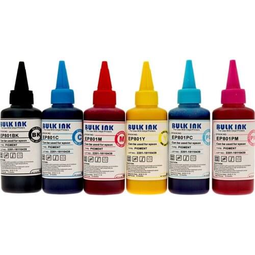 6*100ml Pigment Ink Compatible For Epson T50 1410 R390 RX590 R270 RX690 RX610 RX615 R290 R29 All Inkjet Printer