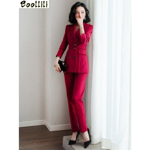 Boollili Two Piece Set Women Clothes 2020 Spring Autumn Suit + Pants Office Lady Korean Elegant Career Women Two Piece Outfits