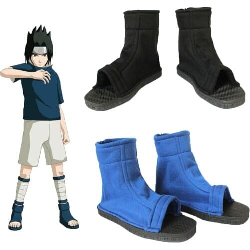 Anime Naruto Cosplay Shoes Akatsuki Uzumaki Sasuke Boots Man Woman Cotton Halloween Costumes Ninja Blue Black
