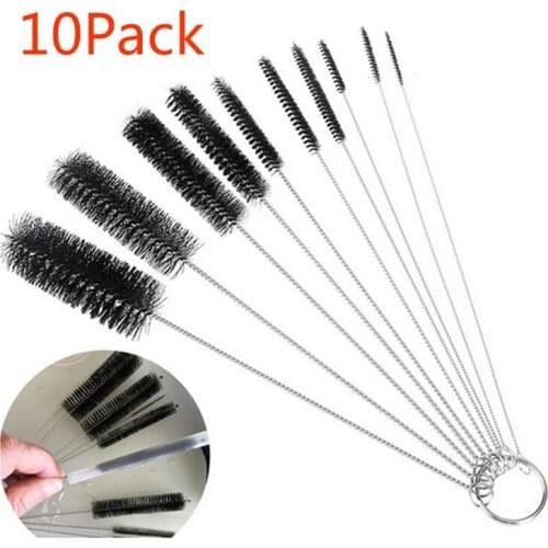 Bottle Tube Pipe Brushes Small Long Handle Cleaning tool Removable Nylon 10pcs/set Strip Type Cleaner Practical Portable