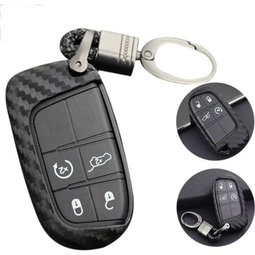 Wear-resistant Car Key Cover Key Case Carbon Fiber Scratch Proof Car Key Case Silicone For Jeep For Dodge For Chrysler