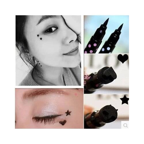 Makeup star Pentagram heart shaped seal Eyeliner Pen girl photo eye corner decoration