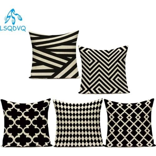 Decorative Throw Pillows Case Black and White Geometric Polyester Sofa Cushion Cover for Living Room Decoration Pillowcase
