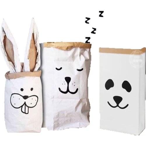 Environmental Protection Kraft Paper Cartoon Folding Storage Bin Baby Toy Storage Box Baby Toy Bucket Child Large Storage Basket