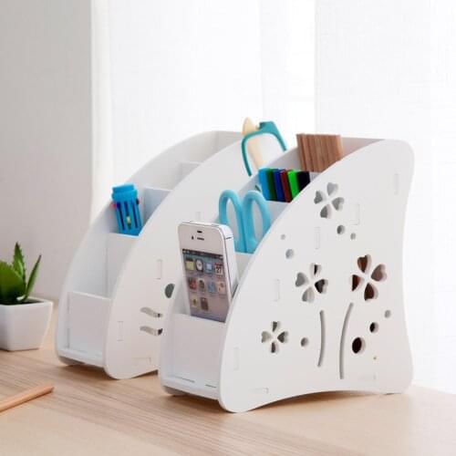 Eco-friendly Plastic Wood TV Air Conditioner Remote Control Holder Home Office Sundries Storage Case Desk Organizer Box