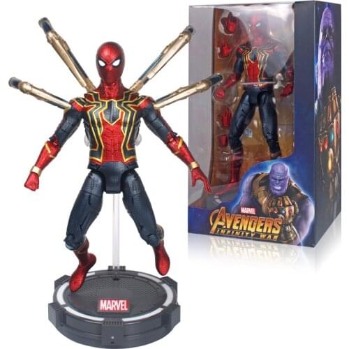 The Avengers Iron Man Spider Man Action Figure With Luminous Base Large Size 14 " Pvc Model Figma