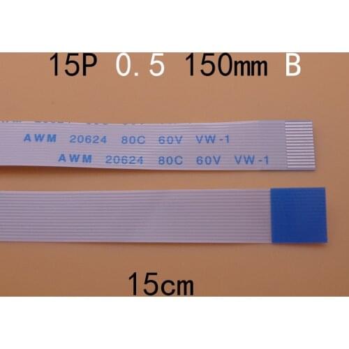 1-2pcs/lot FFC FPC flat flexible cable 0.5mm pitch 15 pin 15PIN Reverse Length 150mm 15cm Width 8mm Ribbon Flex Cable