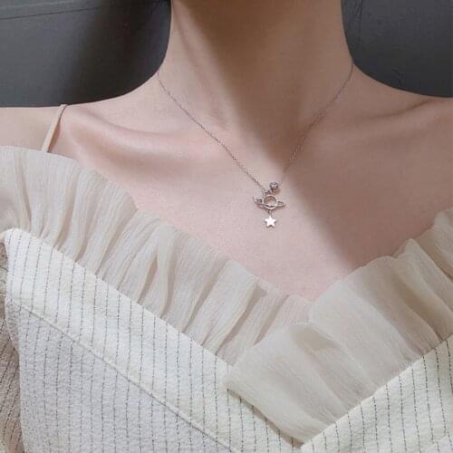 Exquisite Simple Planet Moon Clavicle Chokers Necklaces Jewelry aaa Zircon Pendants Necklace for Women